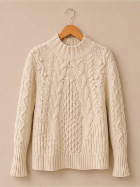 Snidel Winter White Fox Wool Turtleneck Sweater